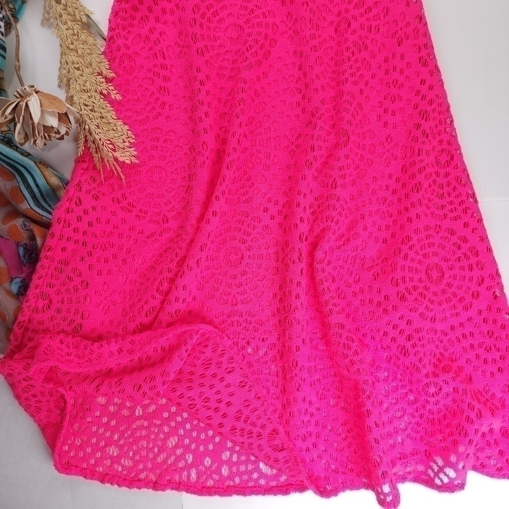 Like New Lilly Pulitzer Pink Eyelet One Shoulder Dress Sz 6 Barbiecore - Picture 3 of 11